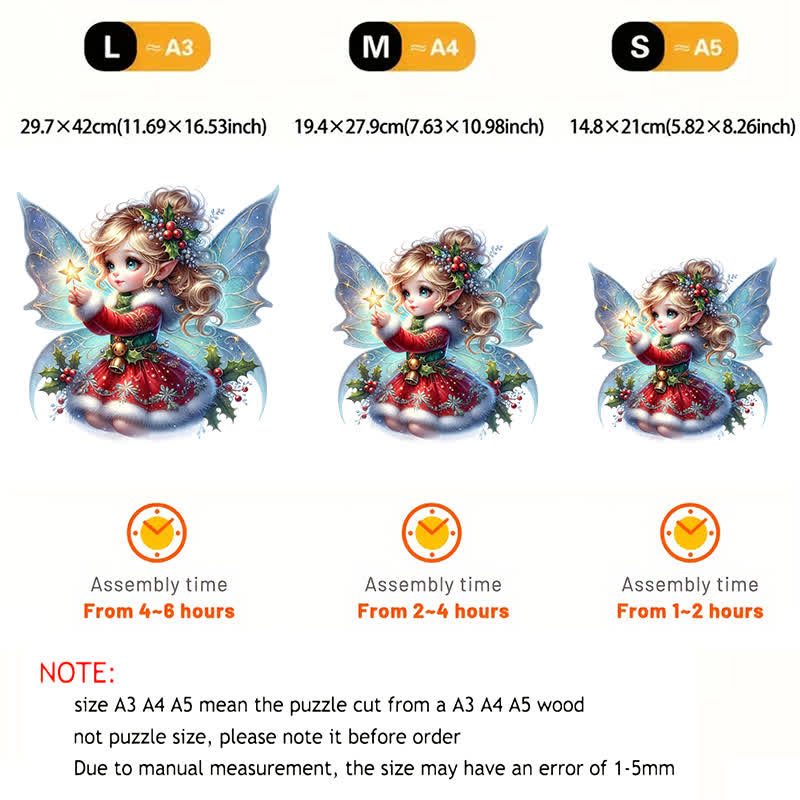 Rubbyoo Cute Christmas Fairy - Wooden Jigsaw Puzzle