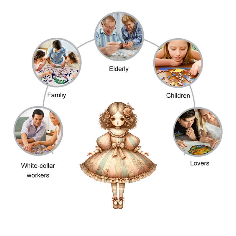 Rubbyoo Classic Doll in Beige Balloon Dress - Wooden Jigsaw Puzzle