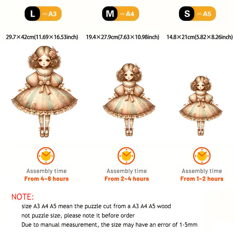 Rubbyoo Classic Doll in Beige Balloon Dress - Wooden Jigsaw Puzzle