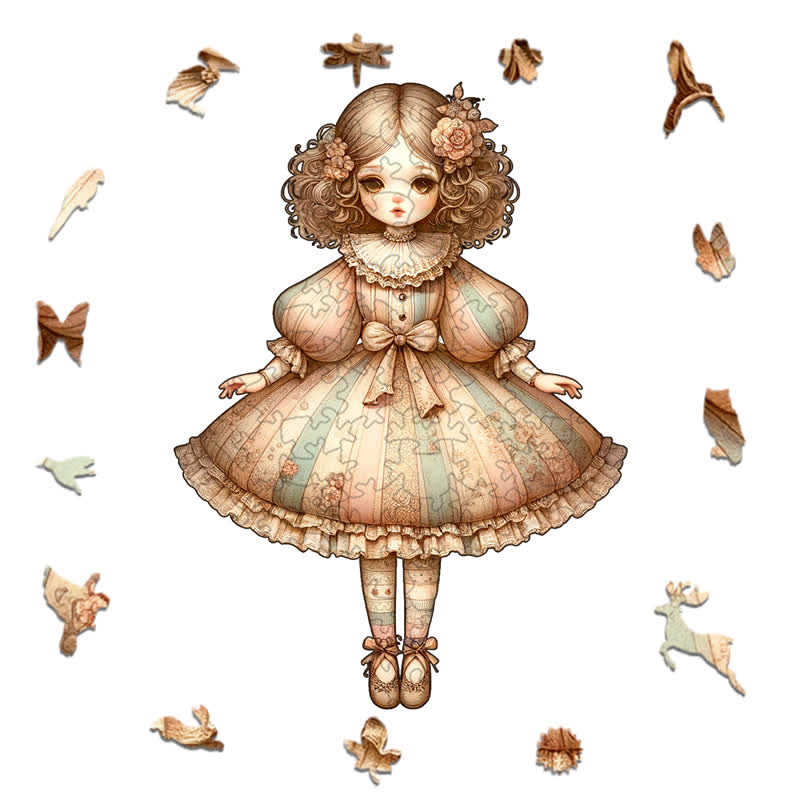 Rubbyoo Classic Doll in Beige Balloon Dress - Wooden Jigsaw Puzzle