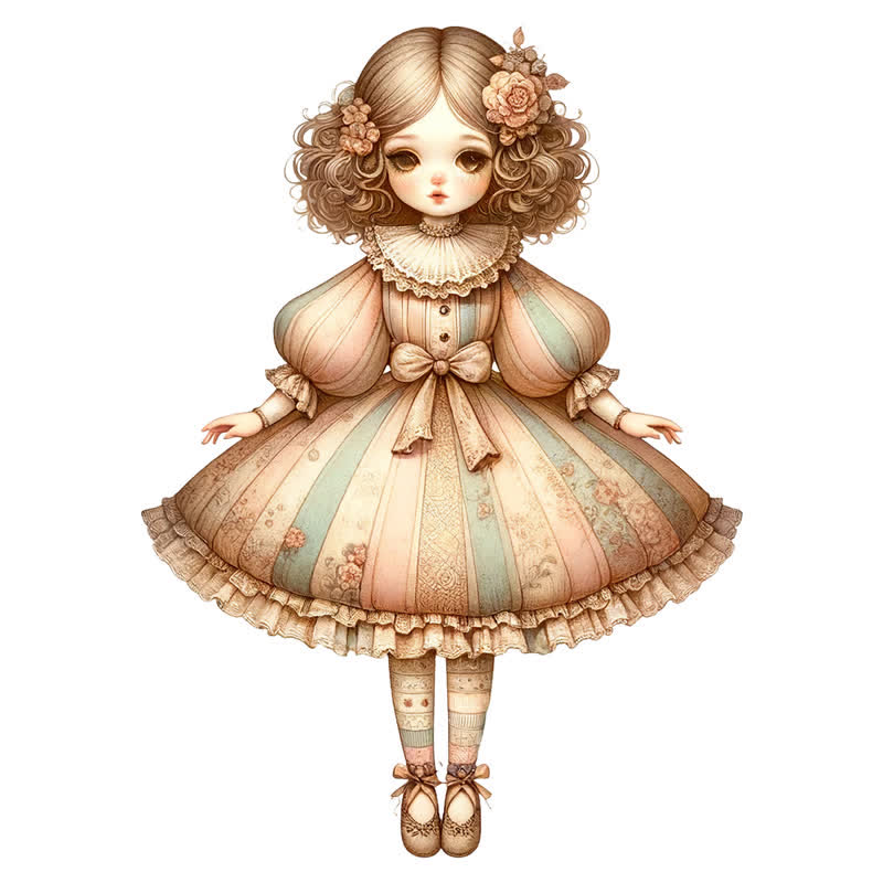 Rubbyoo Classic Doll in Beige Balloon Dress - Wooden Jigsaw Puzzle