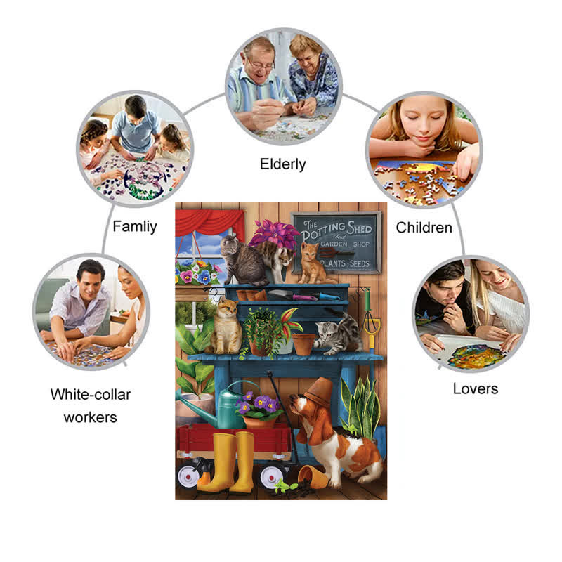 Rubbyoo Trouble in the Potting Shed - Wooden Jigsaw Puzzle