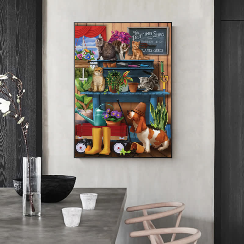 Rubbyoo Trouble in the Potting Shed - Wooden Jigsaw Puzzle