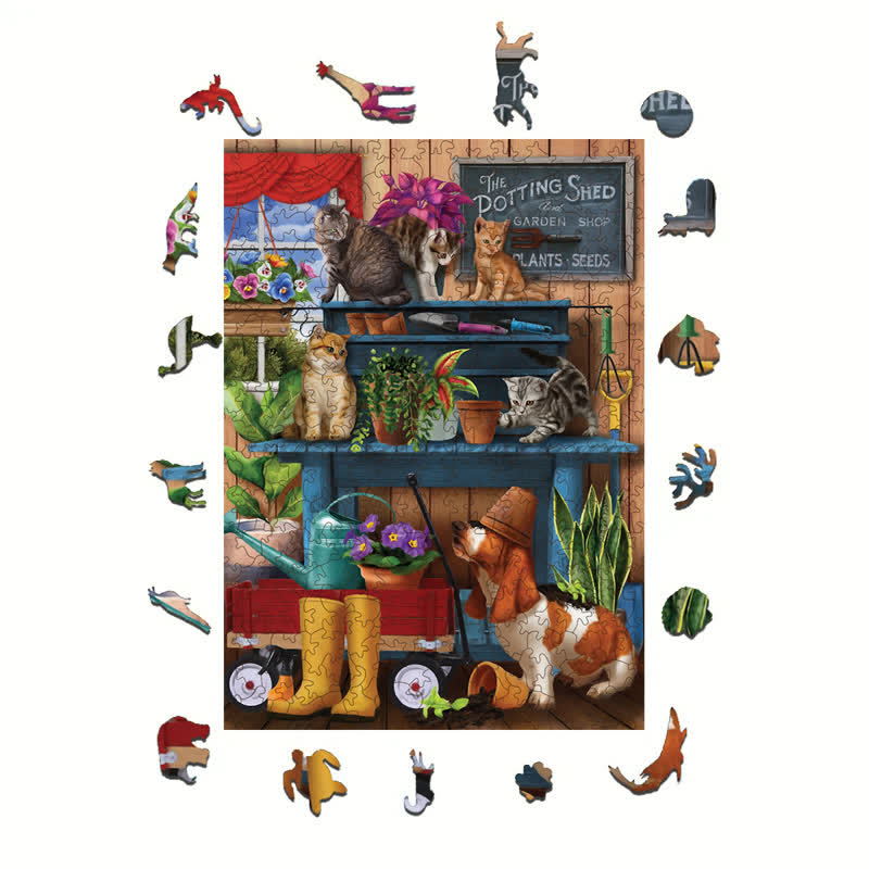 Rubbyoo Trouble in the Potting Shed - Wooden Jigsaw Puzzle