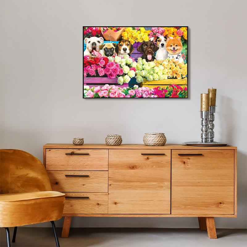 Rubbyoo Flower Market Pups - Wooden Jigsaw Puzzle