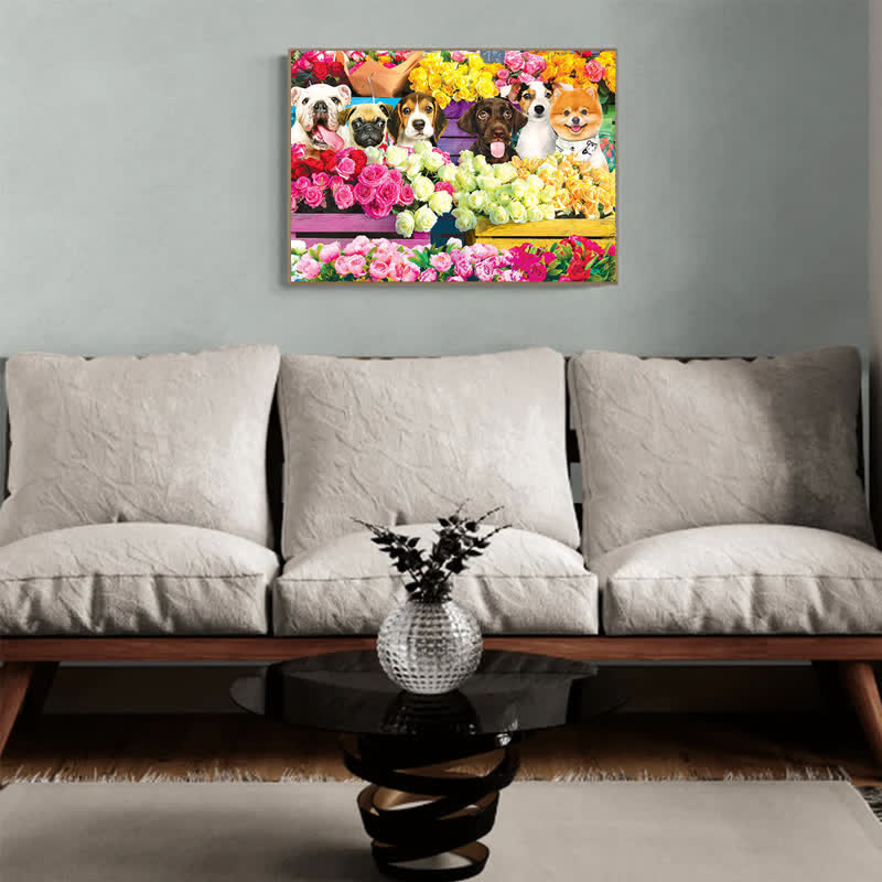 Rubbyoo Flower Market Pups - Wooden Jigsaw Puzzle