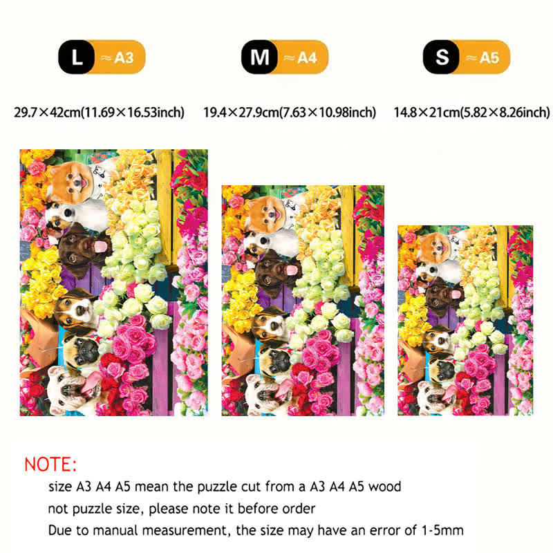 Rubbyoo Flower Market Pups - Wooden Jigsaw Puzzle