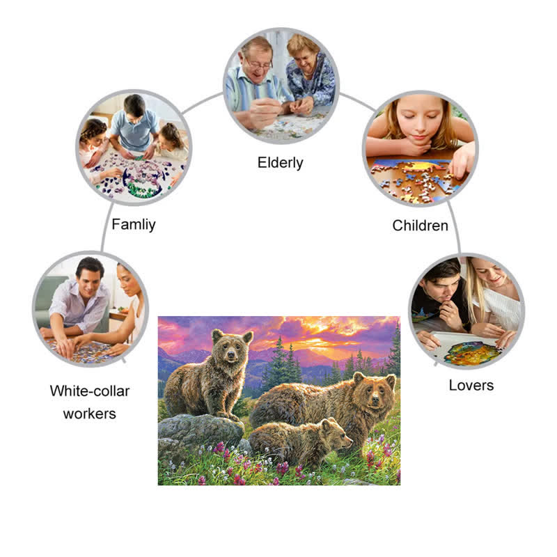 Rubbyoo Bears in the Valley - Wooden Jigsaw Puzzle