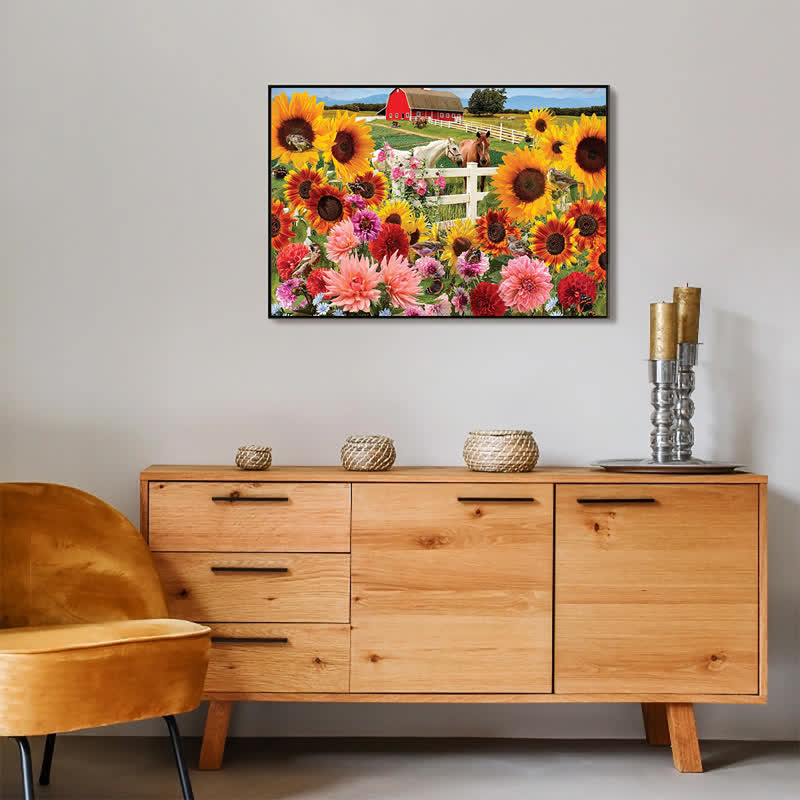 Rubbyoo Sunflower Farm - Wooden Jigsaw Puzzle