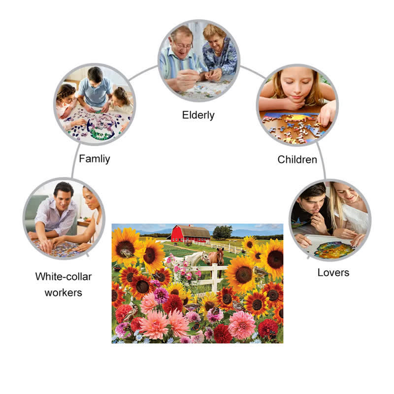 Rubbyoo Sunflower Farm - Wooden Jigsaw Puzzle