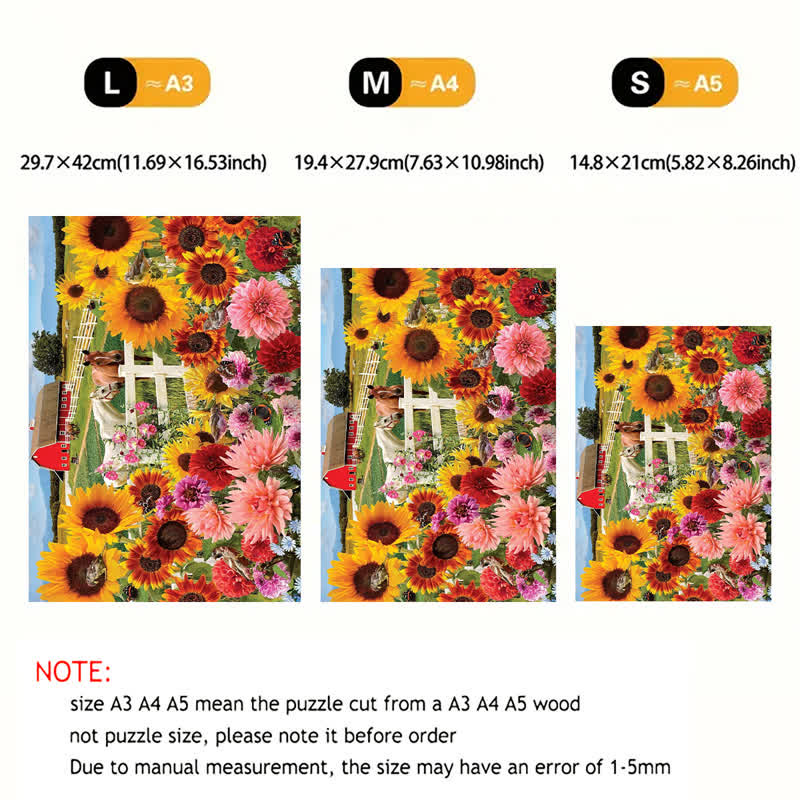 Rubbyoo Sunflower Farm - Wooden Jigsaw Puzzle