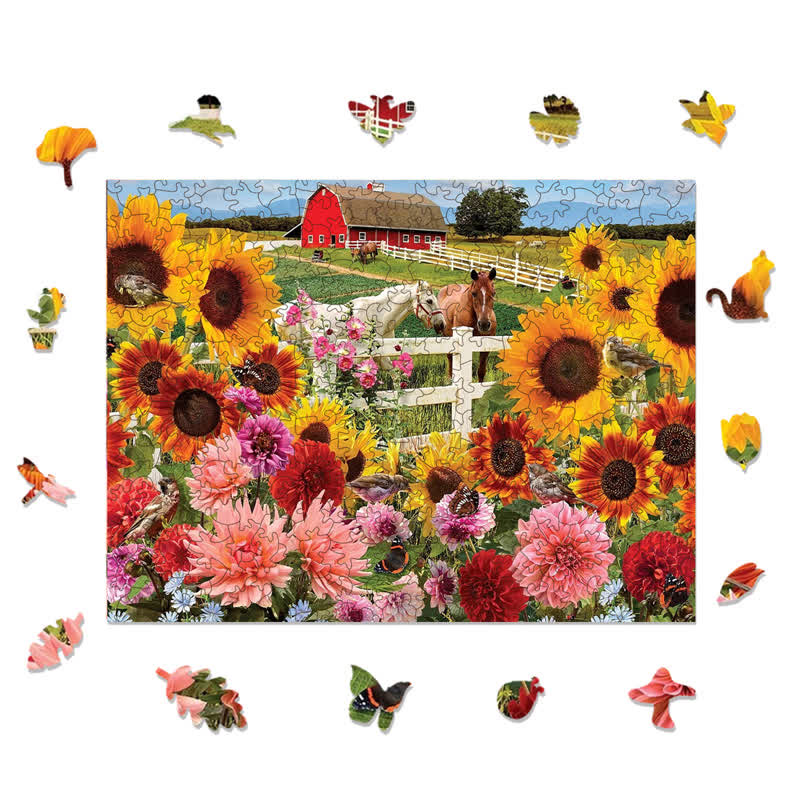 Rubbyoo Sunflower Farm - Wooden Jigsaw Puzzle
