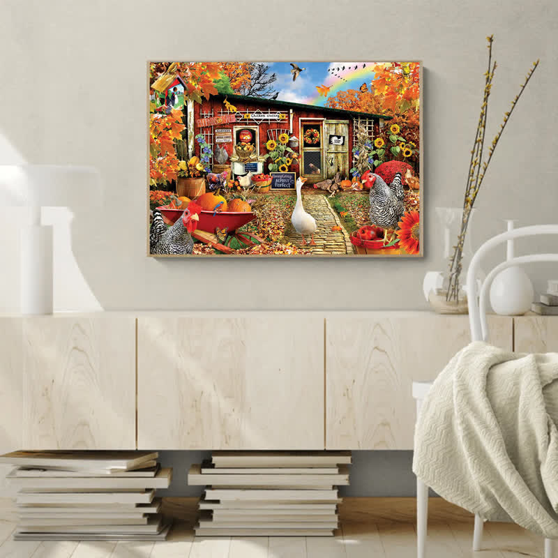 Rubbyoo Chicken Crossing - Wooden Jigsaw Puzzle