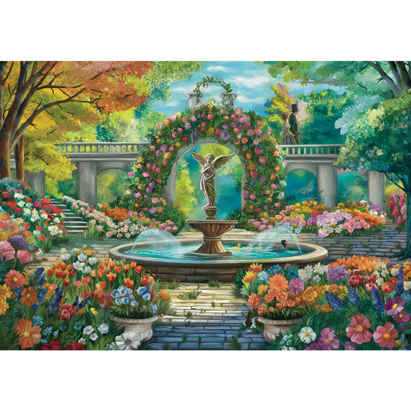 Rubbyoo The Garden's Secret Fountain - Wooden Jigsaw Puzzle