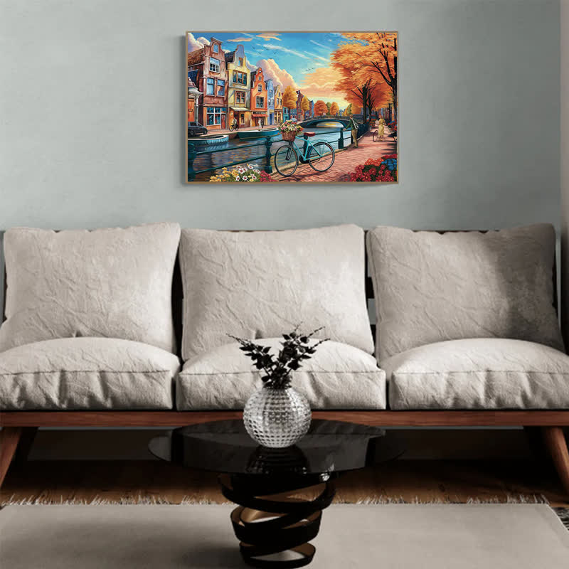 Rubbyoo Cycling Around Amsterdam - Wooden Jigsaw Puzzle