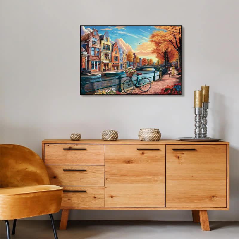 Rubbyoo Cycling Around Amsterdam - Wooden Jigsaw Puzzle