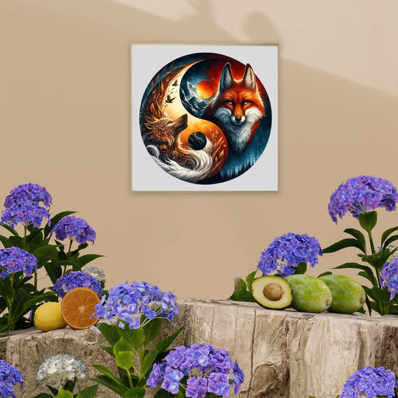 Rubbyoo Fox and Wolf Yin Yang - Wooden Jigsaw Puzzle