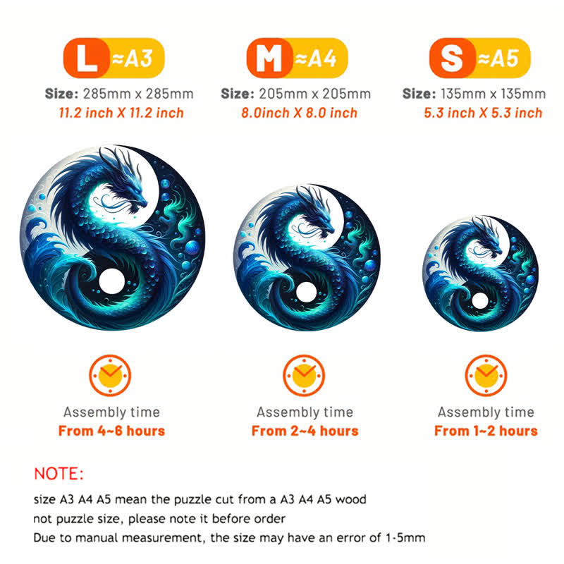 Rubbyoo Ocean Serpent Yin and Yang - Wooden Jigsaw Puzzle