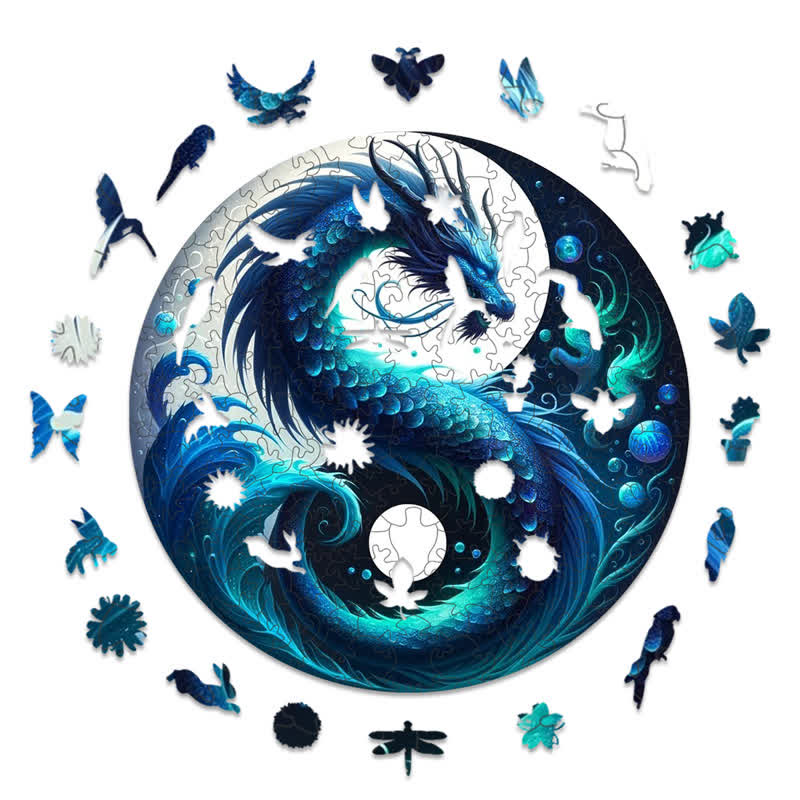 Rubbyoo Ocean Serpent Yin and Yang - Wooden Jigsaw Puzzle