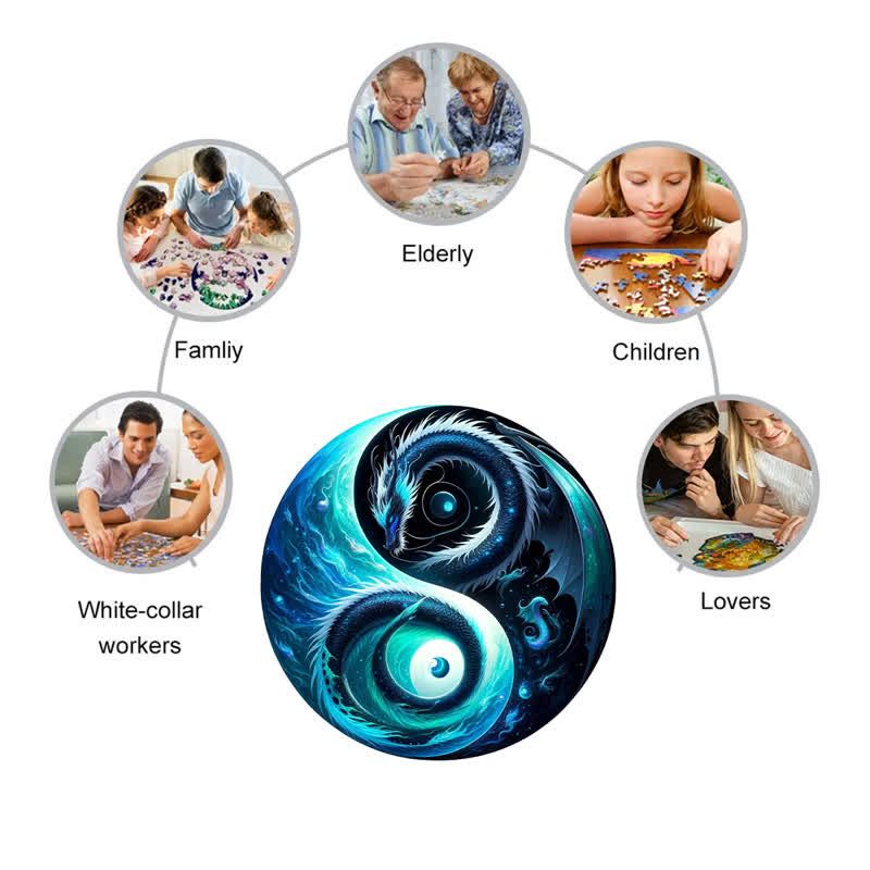 Rubbyoo Ocean Serpent Yin and Yang -2 Wooden Jigsaw Puzzle