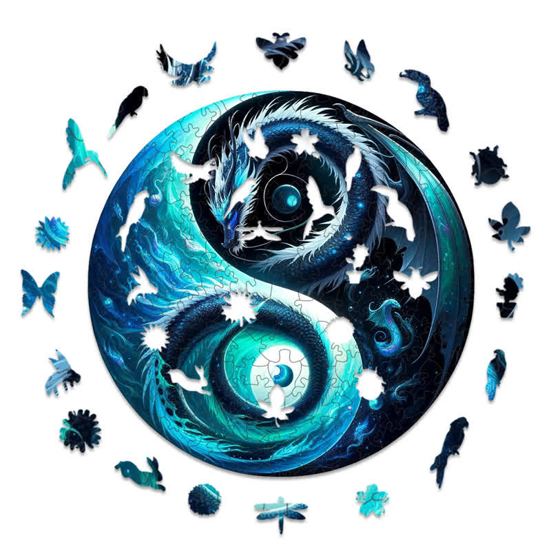 Rubbyoo Ocean Serpent Yin and Yang -2 Wooden Jigsaw Puzzle