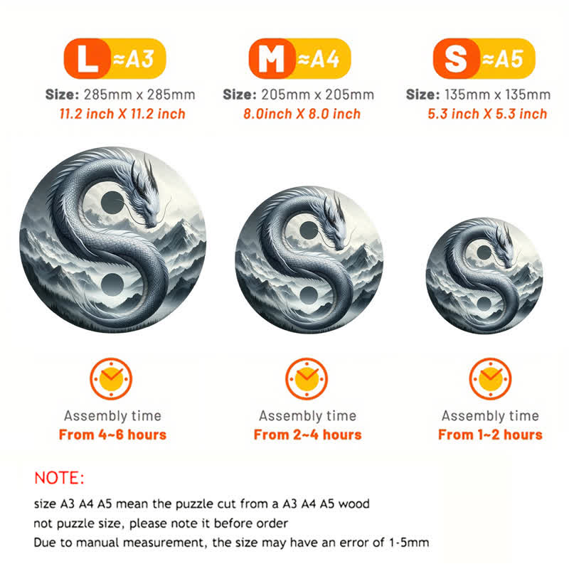 Rubbyoo Wind and Mountain Serpent Yin and Yang -1 Wooden Jigsaw Puzzle