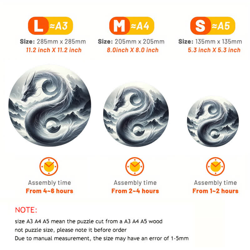 Rubbyoo Wind and Mountain Serpent Yin and Yang -2 Wooden Jigsaw Puzzle