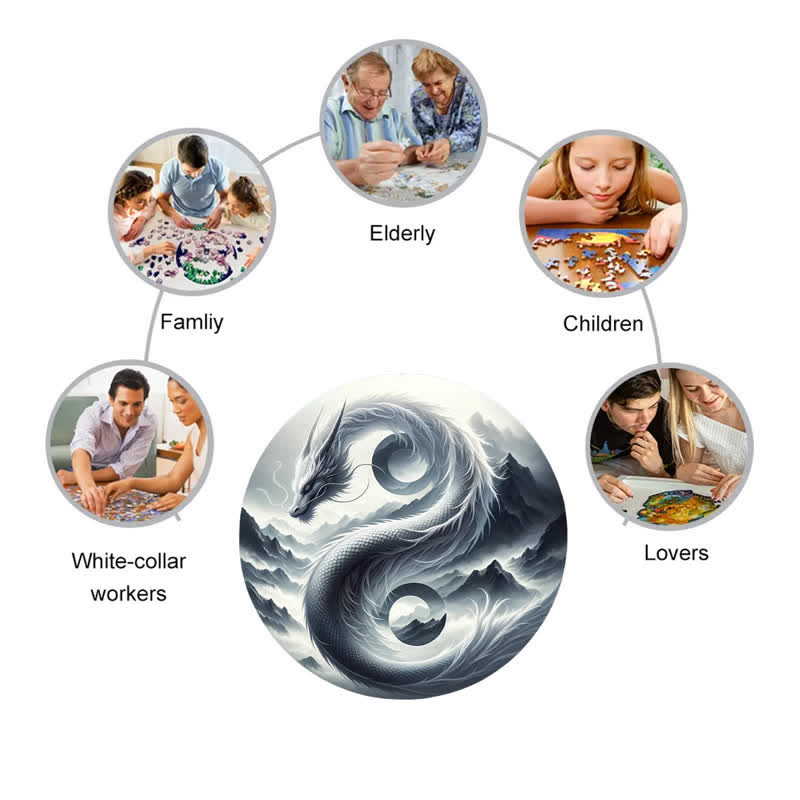 Rubbyoo Wind and Mountain Serpent Yin and Yang -2 Wooden Jigsaw Puzzle