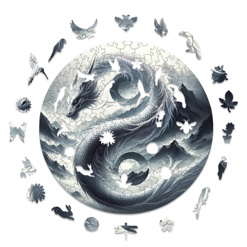 Rubbyoo Wind and Mountain Serpent Yin and Yang -2 Wooden Jigsaw Puzzle