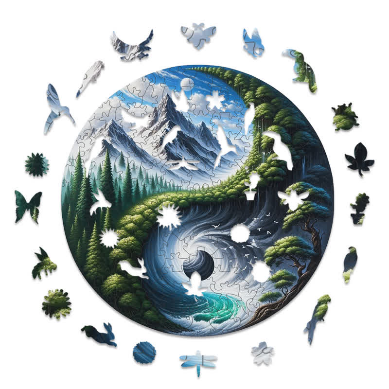 Rubbyoo Nature Yin and Yang -2 Wooden Jigsaw Puzzle