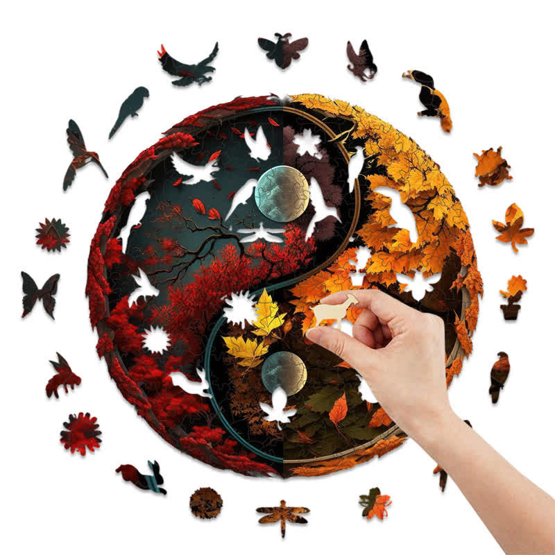 Rubbyoo Autumn Yin and Yang - Wooden Jigsaw Puzzle