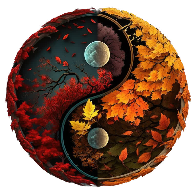 Rubbyoo Autumn Yin and Yang - Wooden Jigsaw Puzzle