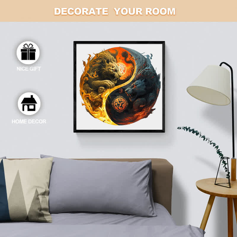 Rubbyoo Lion Spirits Yin and Yang - Wooden Jigsaw Puzzle