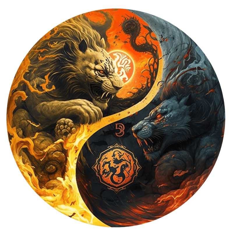 Rubbyoo Lion Spirits Yin and Yang - Wooden Jigsaw Puzzle