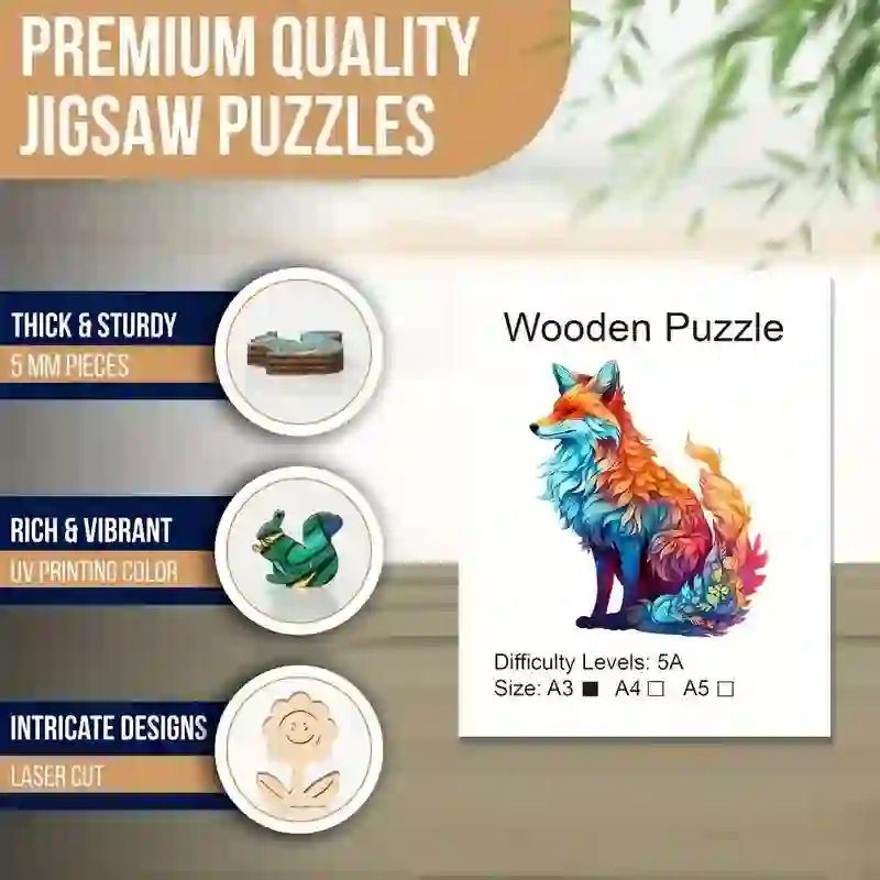 Rubbyoo Wonderful Fox Colourful  - Wooden Jigsaw Puzzle