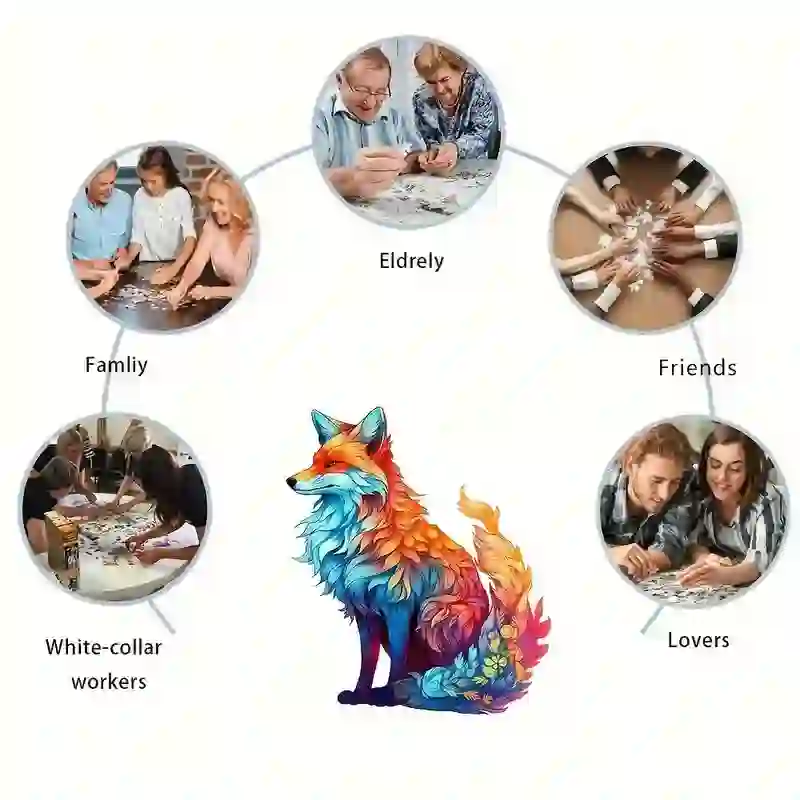 Rubbyoo Wonderful Fox Colourful  - Wooden Jigsaw Puzzle