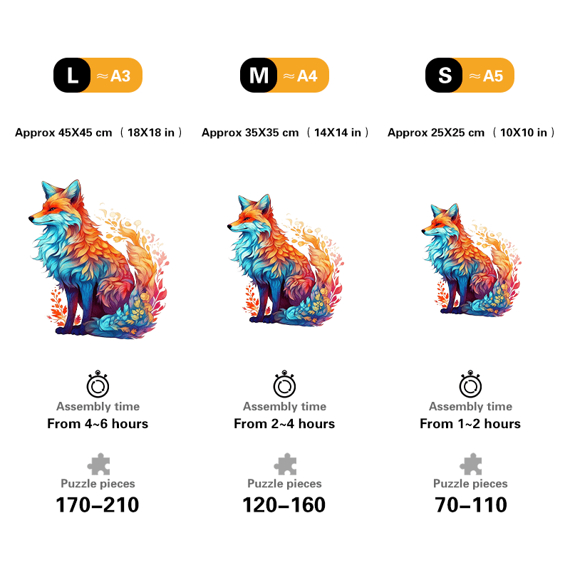 Rubbyoo Wonderful Fox Colourful  - Wooden Jigsaw Puzzle