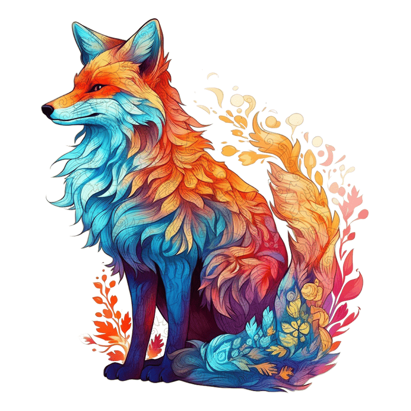 Rubbyoo Wonderful Fox Colourful  - Wooden Jigsaw Puzzle