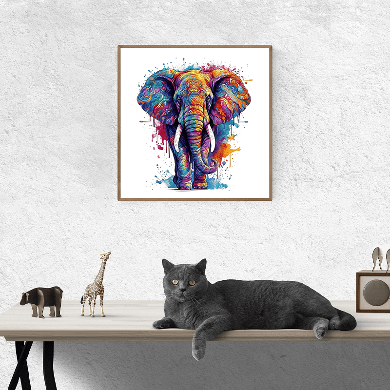 Rubbyoo Rainbow Elephant Blue - Wooden Jigsaw Puzzle