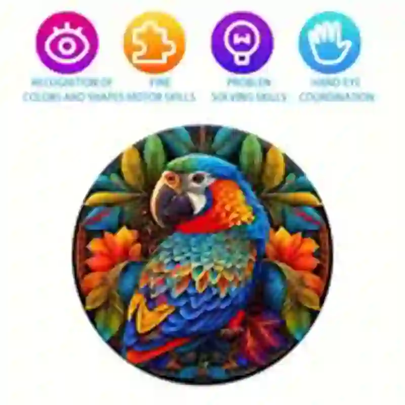 Rubbyoo Stained Parrot - Wooden Jigsaw Puzzle