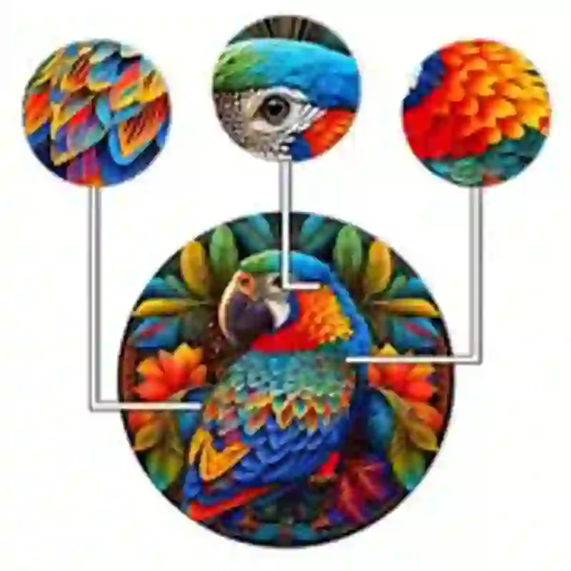 Rubbyoo Stained Parrot - Wooden Jigsaw Puzzle