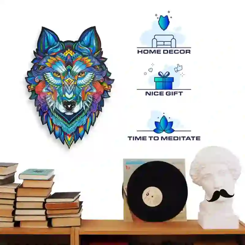 Rubbyoo Blue Wolf - Wooden Jigsaw Puzzle