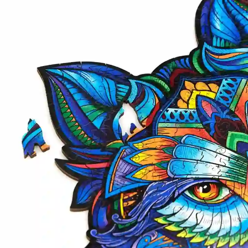 Rubbyoo Blue Wolf - Wooden Jigsaw Puzzle