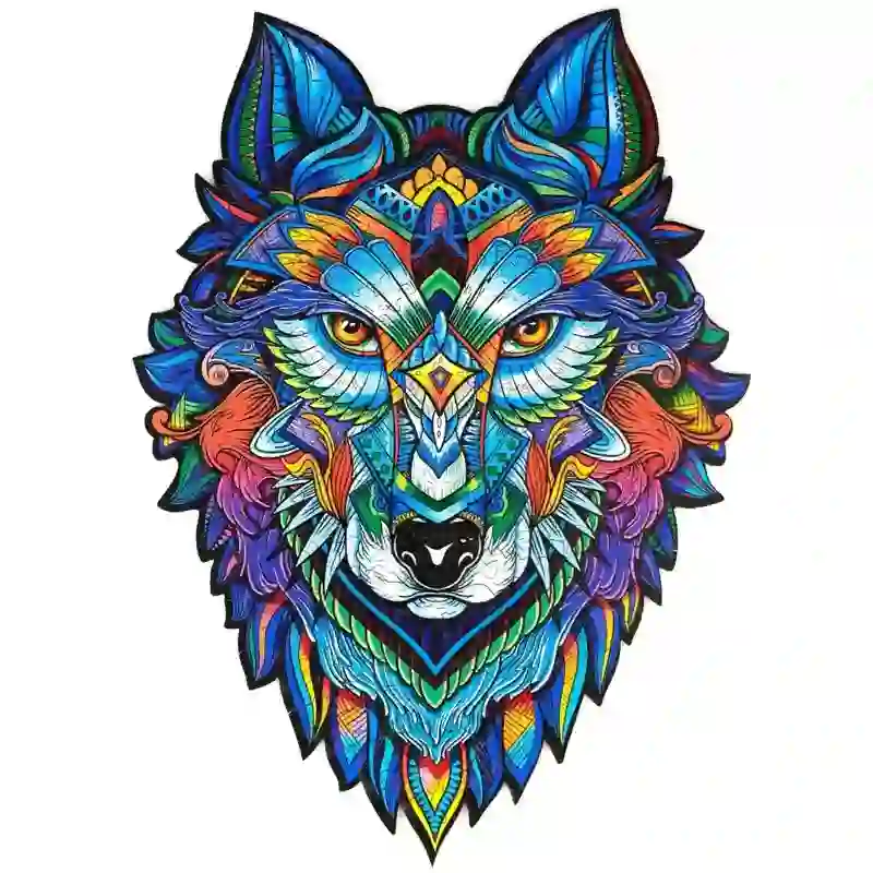 Rubbyoo Blue Wolf - Wooden Jigsaw Puzzle
