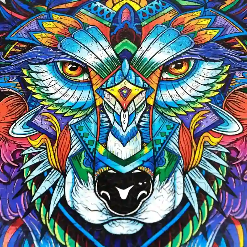 Rubbyoo Blue Wolf - Wooden Jigsaw Puzzle