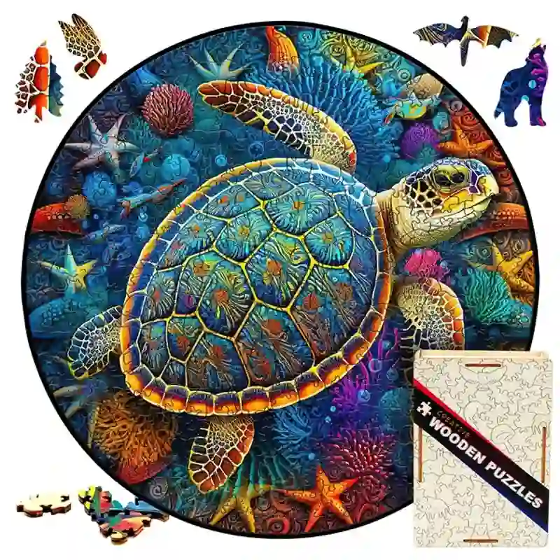 Rubbyoo Sea Turtle Watercolour - Wooden Jigsaw Puzzle