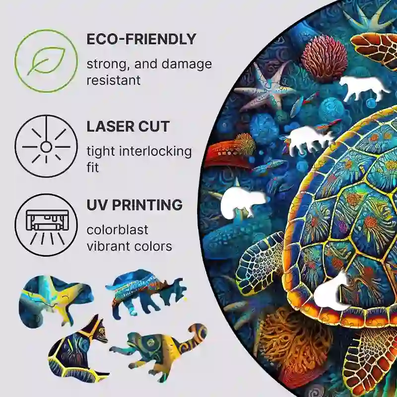 Rubbyoo Sea Turtle Watercolour - Wooden Jigsaw Puzzle