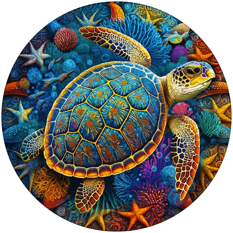 Rubbyoo Sea Turtle Watercolour - Wooden Jigsaw Puzzle