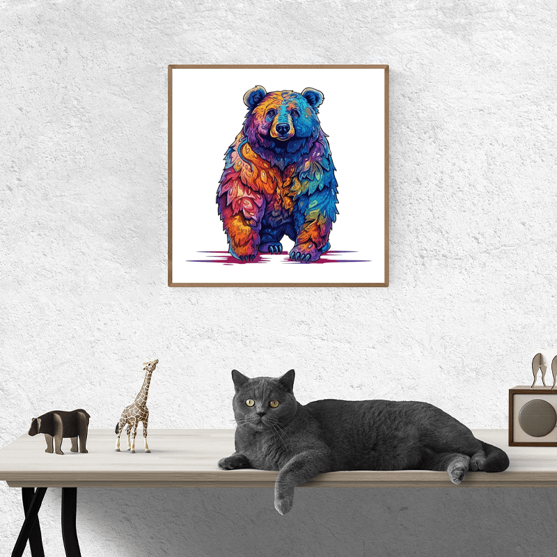 Rubbyoo Beautiful Psychedelic Furious Bear - Wooden Jigsaw Puzzle