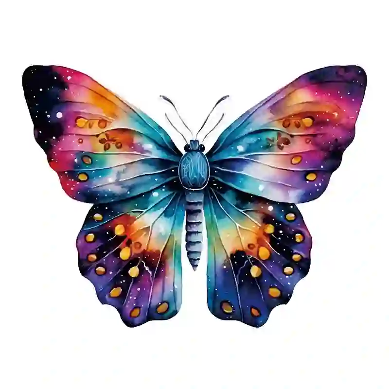 Rubbyoo A Watercolor Butterfly With A Rainbow On The Wings - Wooden Jigsaw Puzzle
